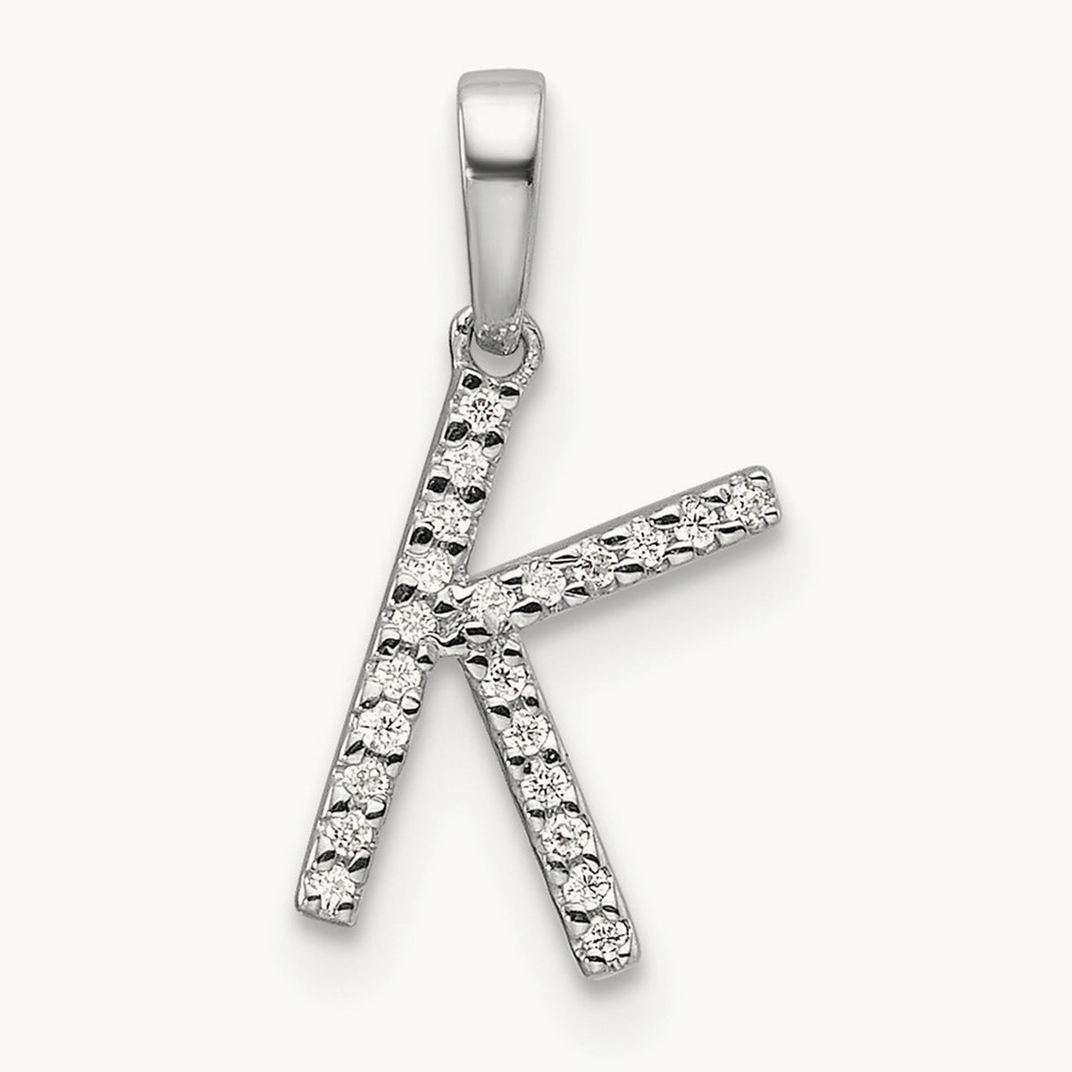 Diamond Letter K Initial Pendant, 14K White Gold