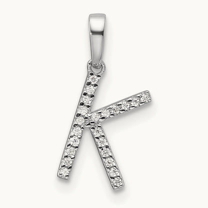 Diamond Letter K Initial Pendant, 14K White Gold