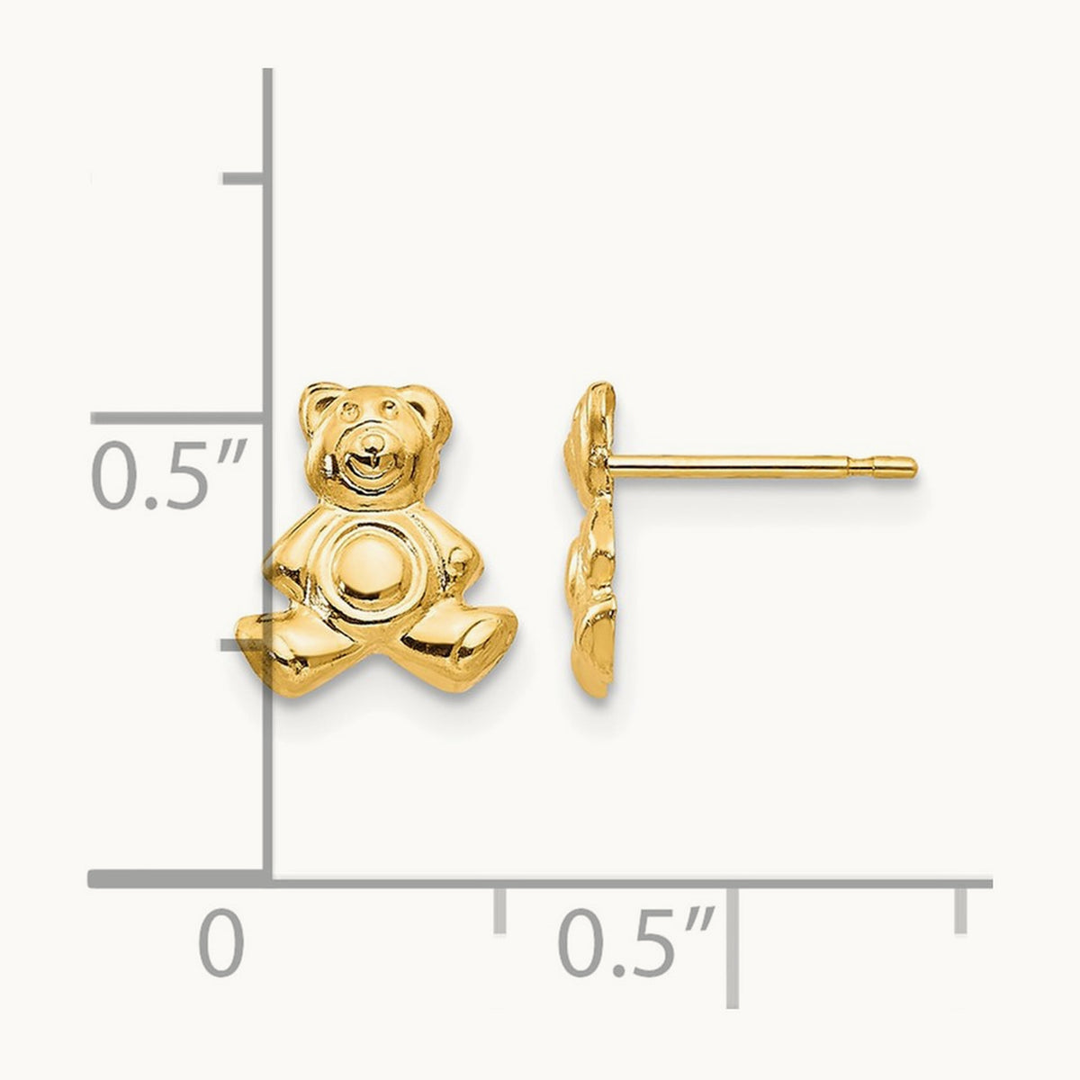 Teddy Bear Post Earrings — 10mm