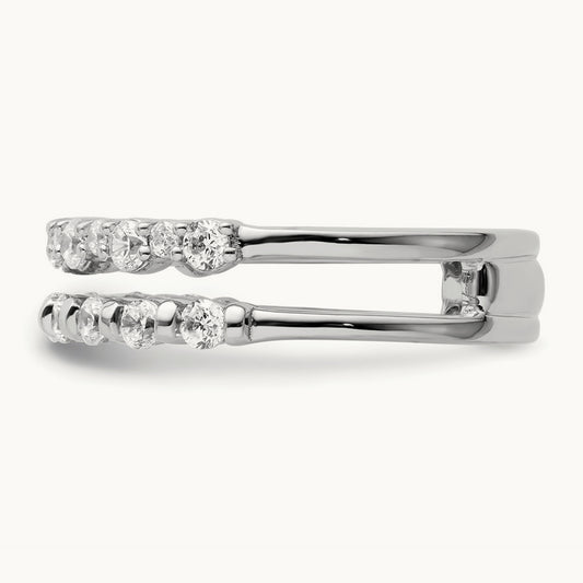 Polished Diamond Double Band Fashion Ring, 14K White Gold