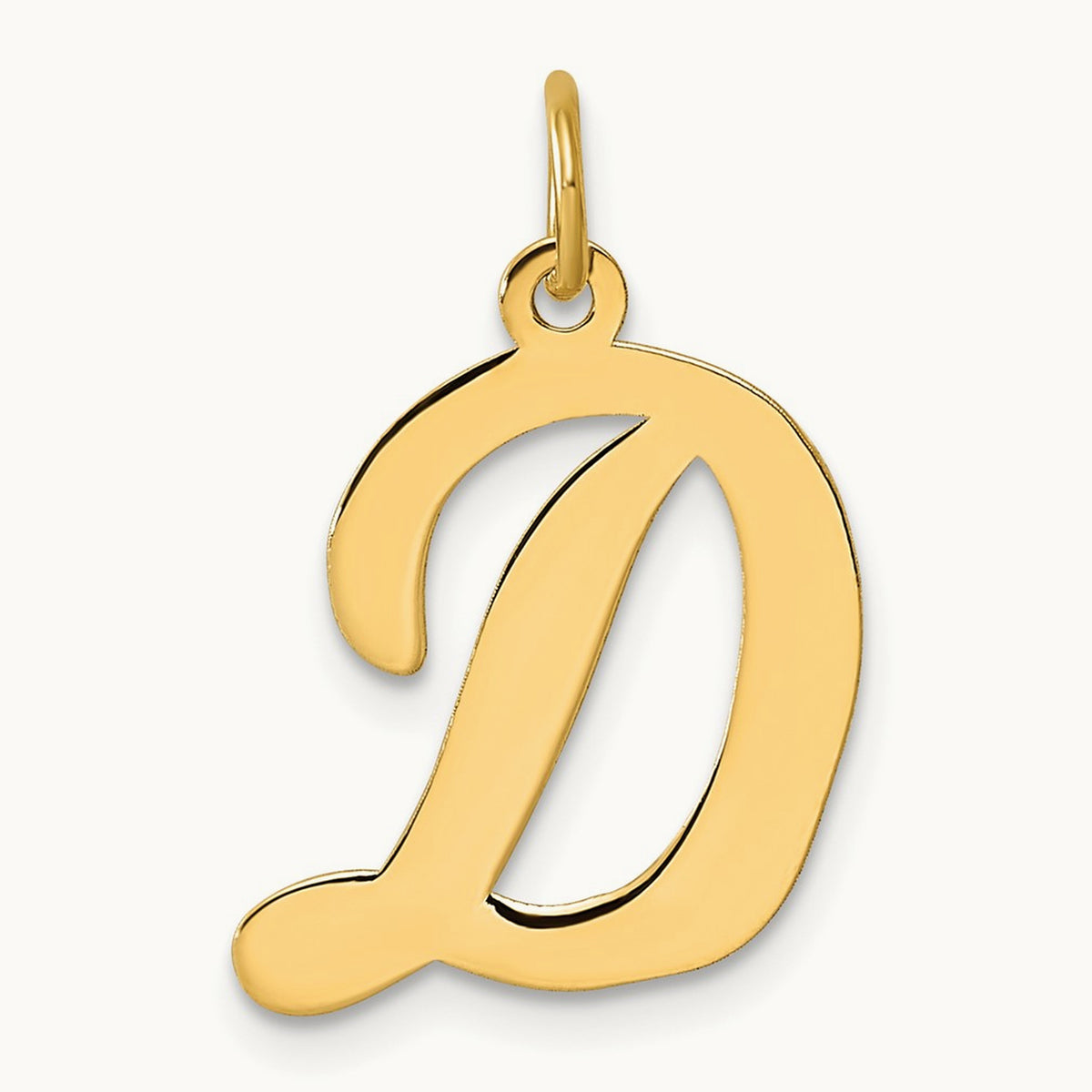 Large Script Initial Charm — 14K Yellow Gold, D