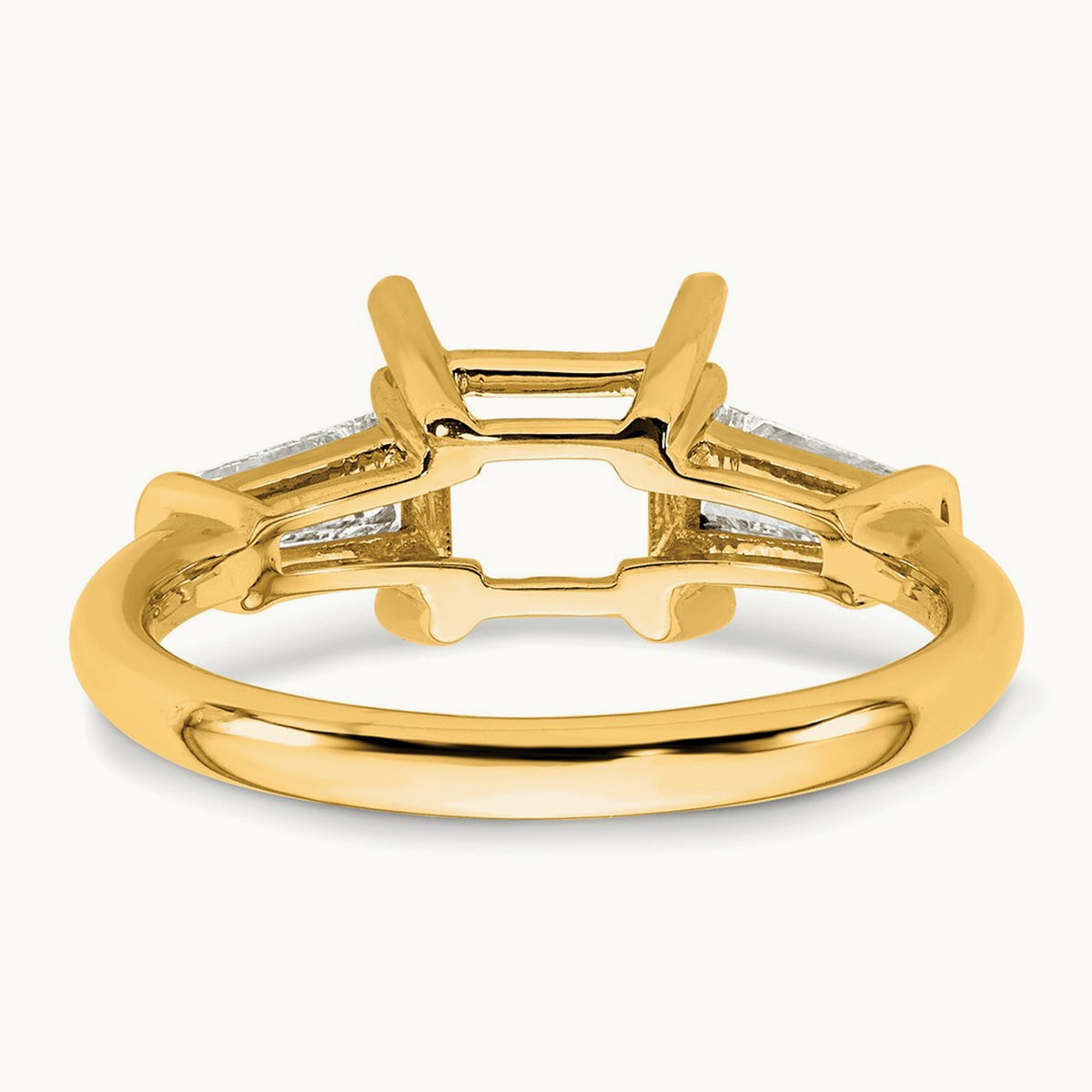 Baguette Princess Semi-Mount Engagement Ring — 14K Yellow Gold, 3/4 ct, 7