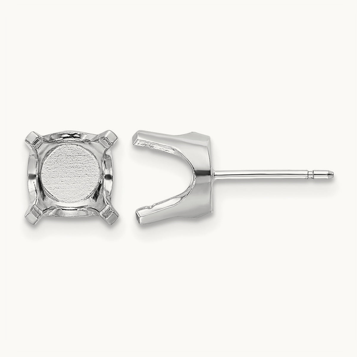 Setting: Round Stud Earring Mounting with backs — 14K White Gold