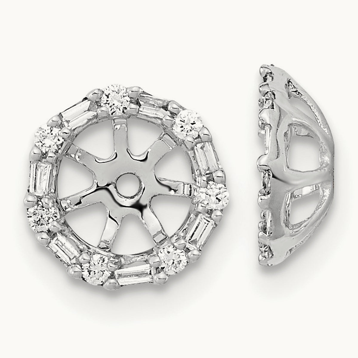 Diamond Earring Jackets — 14K White Gold, 9mm