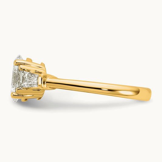 Oval/Baguette 3 Stone Engagement Ring, 1.50-3.75 ct tw Lab-Grown Diamond — 1 1/2 ct, 14K Yellow Gold