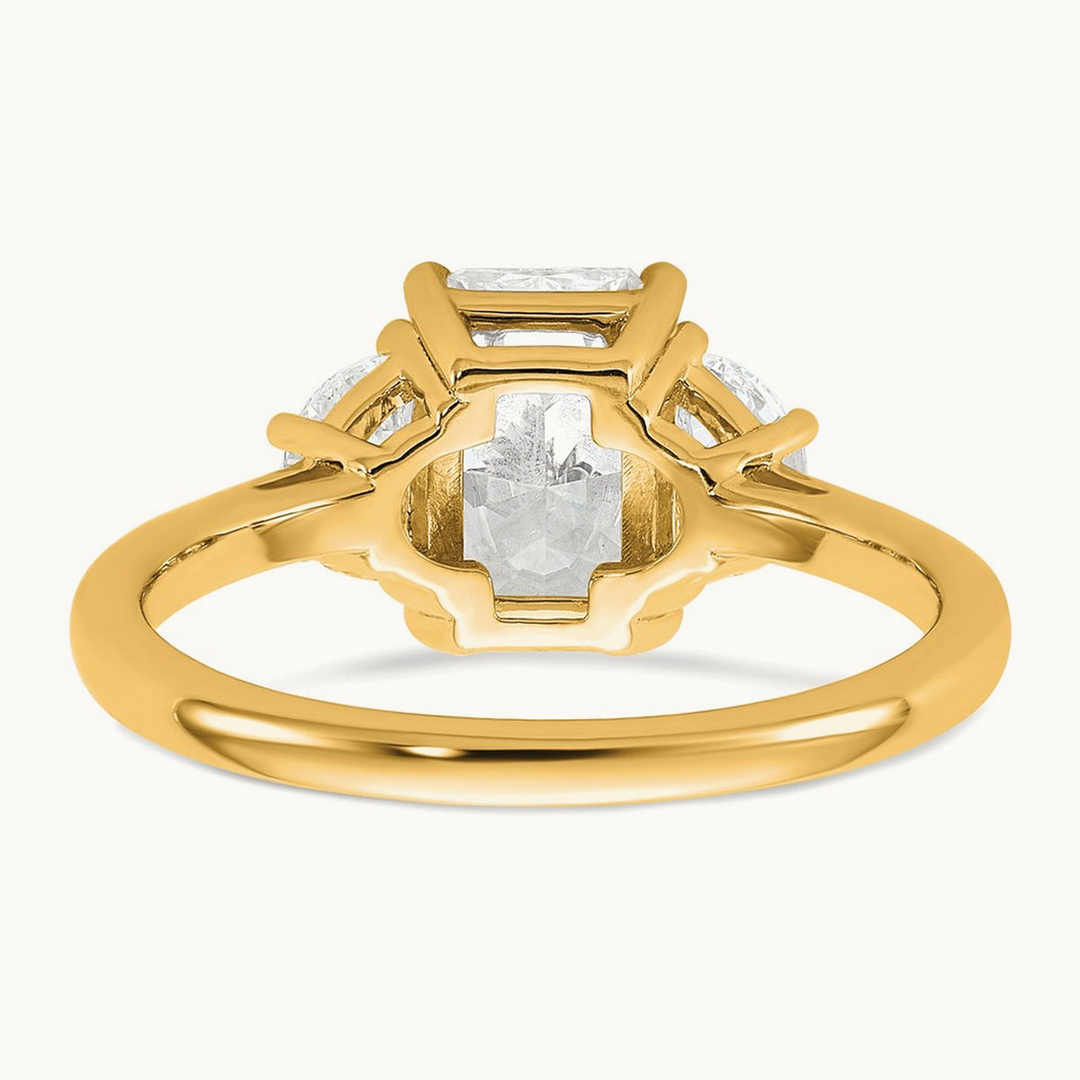 Radiant & 1/2 Moon Engagement Ring, 1.25-4.00 ct tw Lab-Grown Diamond — 2 ct, 14K Yellow Gold