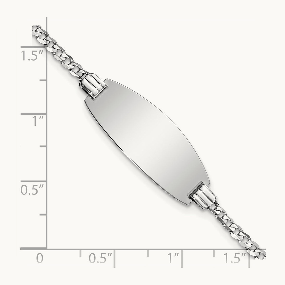 Oval Curb ID Bracelet — 14K White Gold