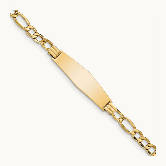 Polished Semi-Solid Soft Diamond Shape Figaro ID Bracelet — 7mm
