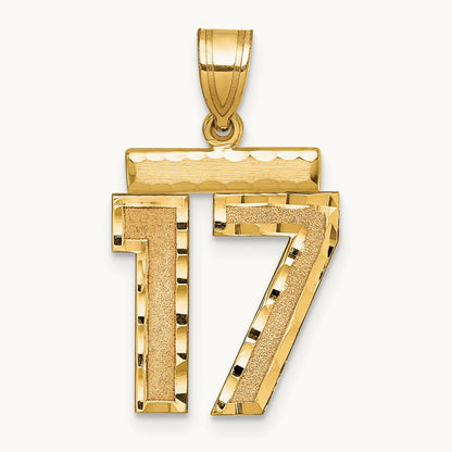 Medium Diamond-cut Number 17 Charm, 14K
