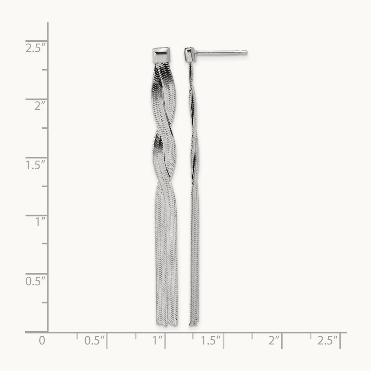 Rh-Plat Herringbone 2-strand Dangle Post Earrings, Sterling Silver — Leslie's