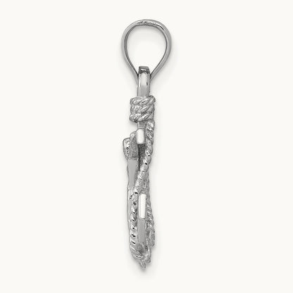 Polished Mariner Crucifix Pendant, 14K White Gold