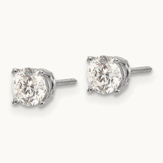 1.00ct VS2/SI1 G-I Diamond Stud Thread on/off Post Earrings, 14K White Gold