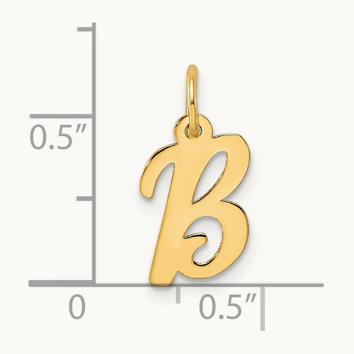 Small Script Letter B Initial Charm, 14K