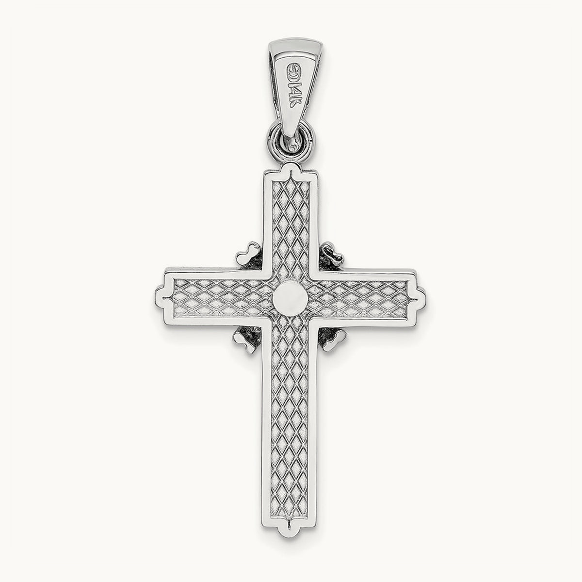 w/ Passion Cross Pendant — 14K White Gold, 35.15mm