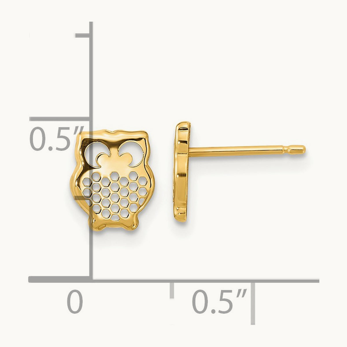 Textured Owl Post Earrings, 14K Gold