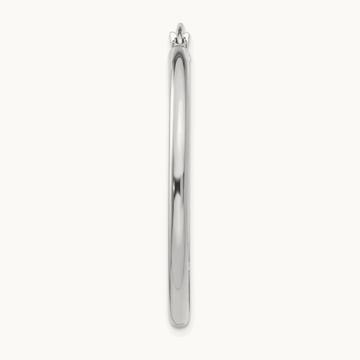 Single 14K White Gold Polished Lightweight Tube Hoop Earring, 2.5mm