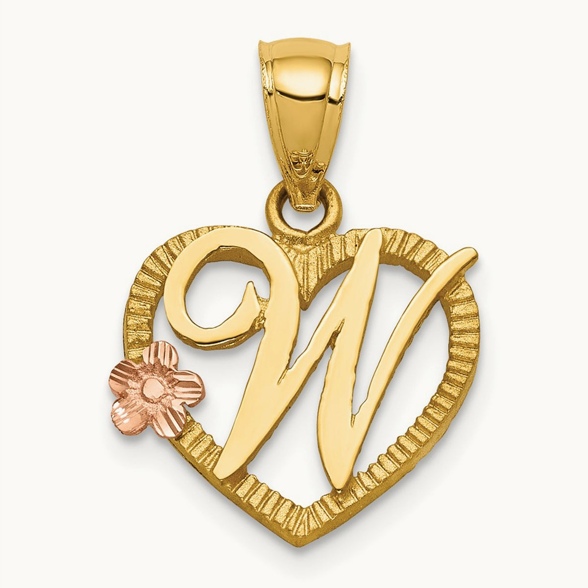 Heart Initial Pendant — 14K Two-Tone Gold, W
