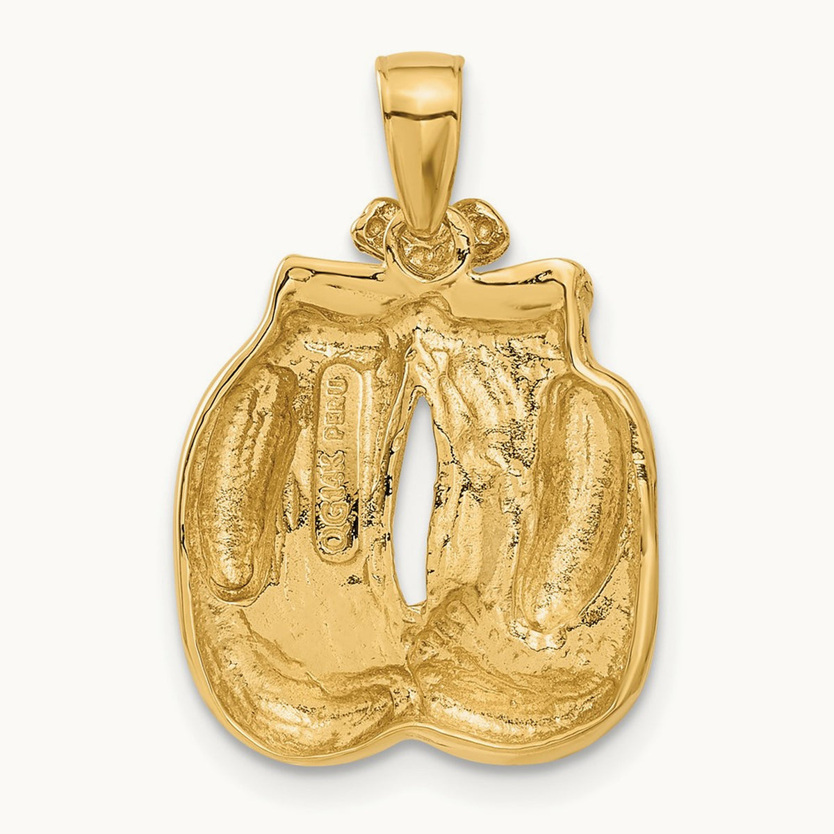 Solid Polished Open-Backed Boxing Gloves Pendant — 24mm