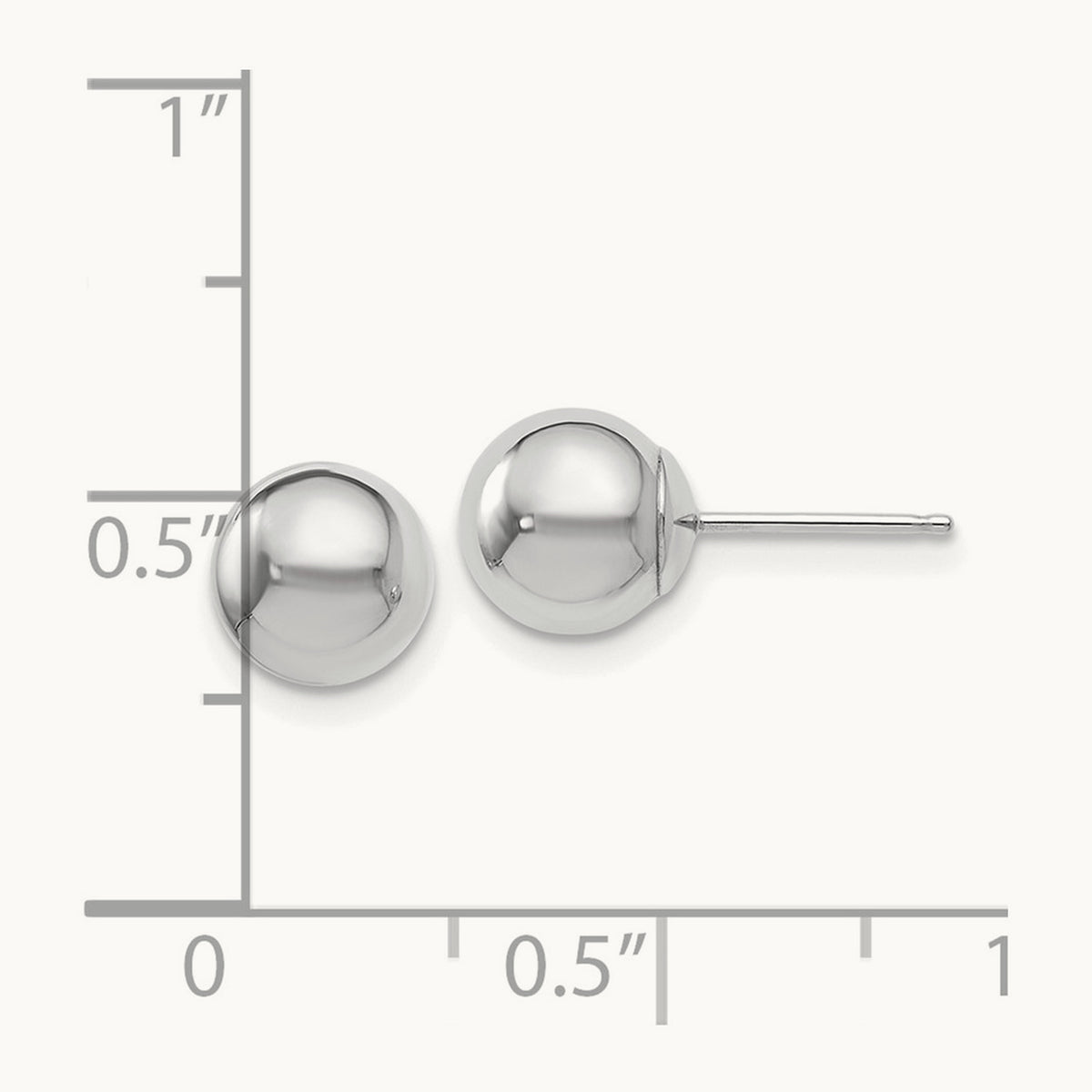 Polished Ball Post Earrings — 14K White Gold, 7mm