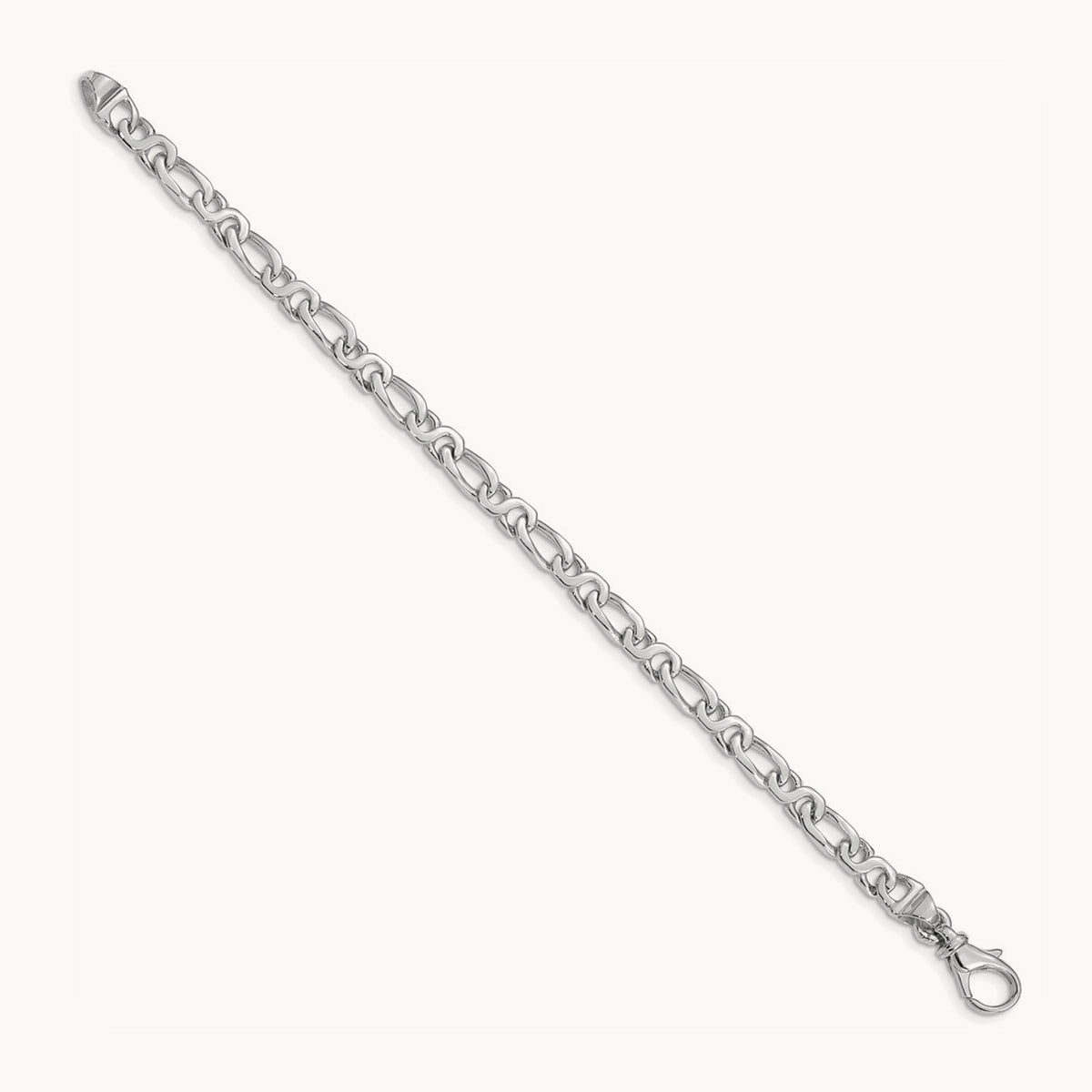 White Gold Hand Polished Fancy Link Bracelet — 7 inch