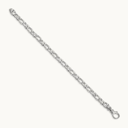 White Gold Hand Polished Fancy Link Bracelet — 7 inch