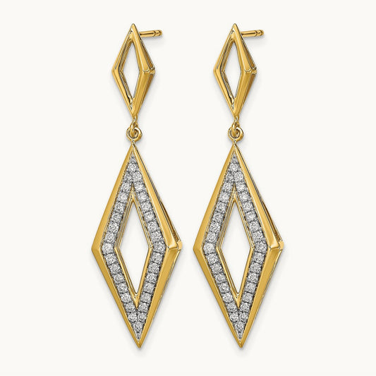 Polished Diamond Dangle Post Earrings, 14K