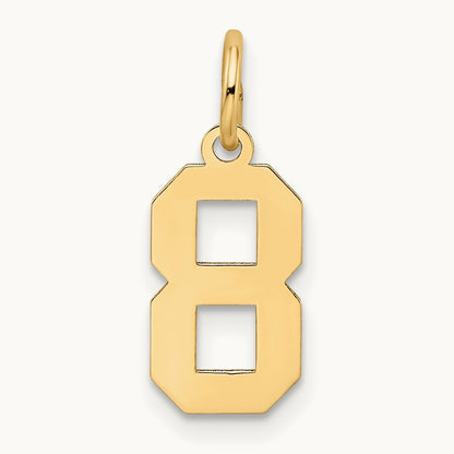 Small Satin Number 8 Charm — 14K Yellow Gold