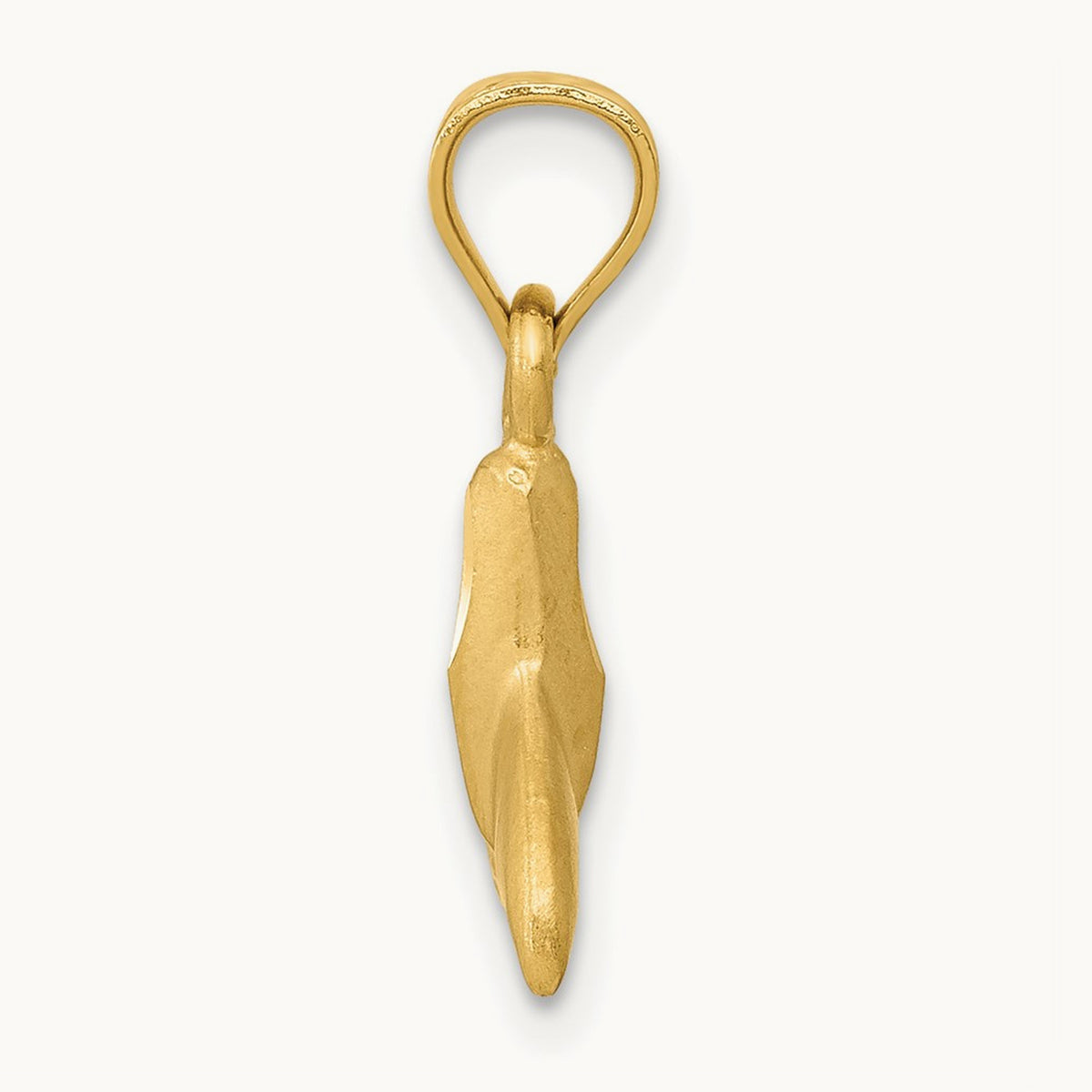 3D Whale Tail Pendant, 14K