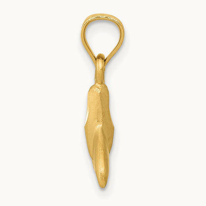 3D Whale Tail Pendant, 14K