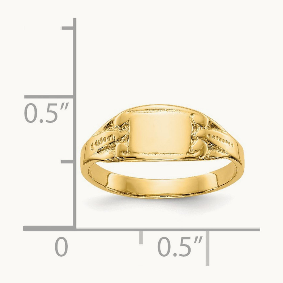 Polished Rectangular Baby Signet Ring, 14K