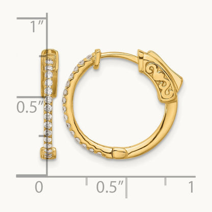 .24ct 30- Round Hoop w/ Safety Clasp Diamond Earrings, 1.2mm, 14K