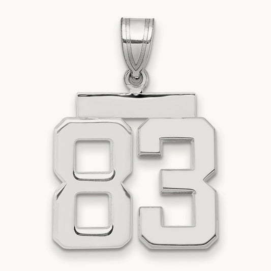 Medium Polished Number 83 Charm, 14K White Gold