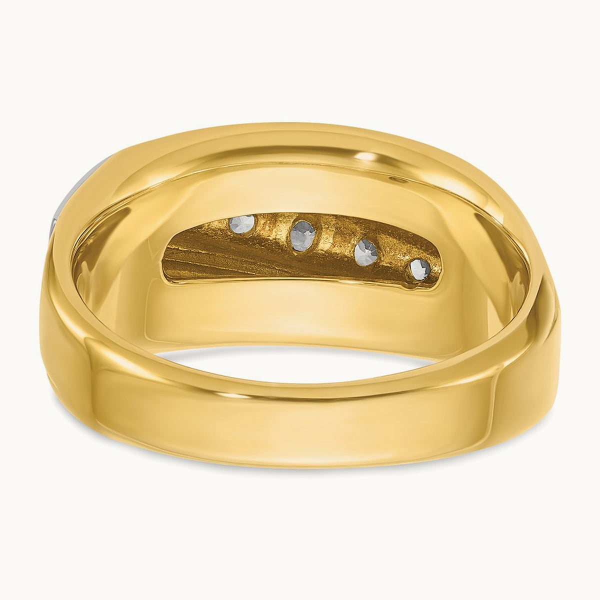 14ktt IBGoodman Men's Polished & Grooved 7-Stone Diamond Ring