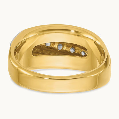 14ktt IBGoodman Men's Polished & Grooved 7-Stone Diamond Ring