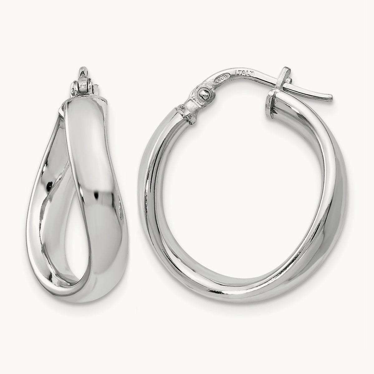 RH-plated Polished Twisted Hoop Earrings, Sterling Silver — Leslie's