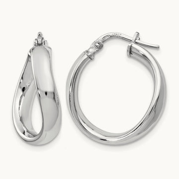 RH-plated Polished Twisted Hoop Earrings, Sterling Silver — Leslie's