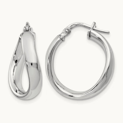RH-plated Polished Twisted Hoop Earrings, Sterling Silver — Leslie's