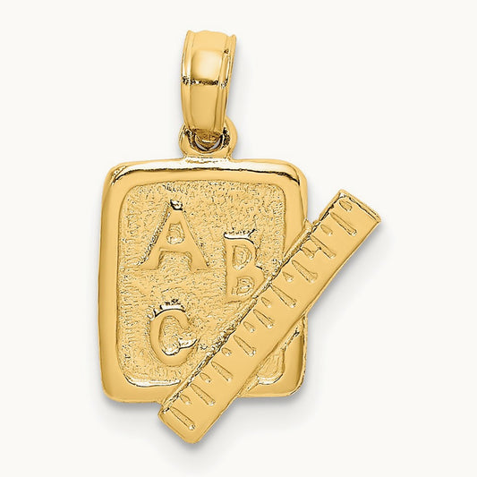 School Book and Ruler Charm, 14K