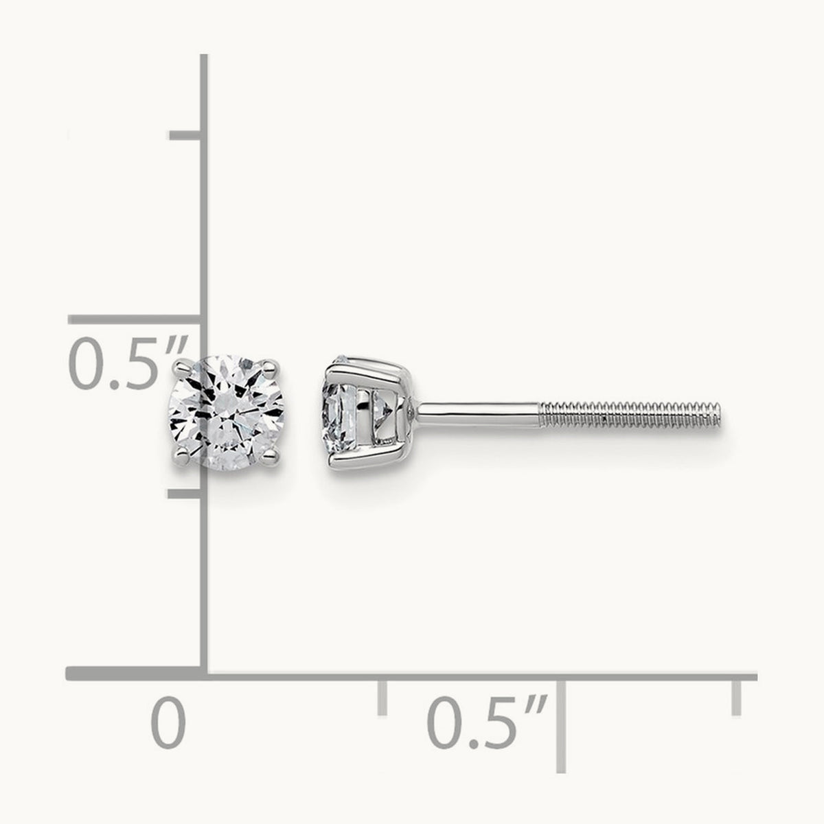 Lightweight Screwback Earrings, 0.25-4.00 ct tw Lab-Grown Diamond — 1/2 ct, 14K White Gold