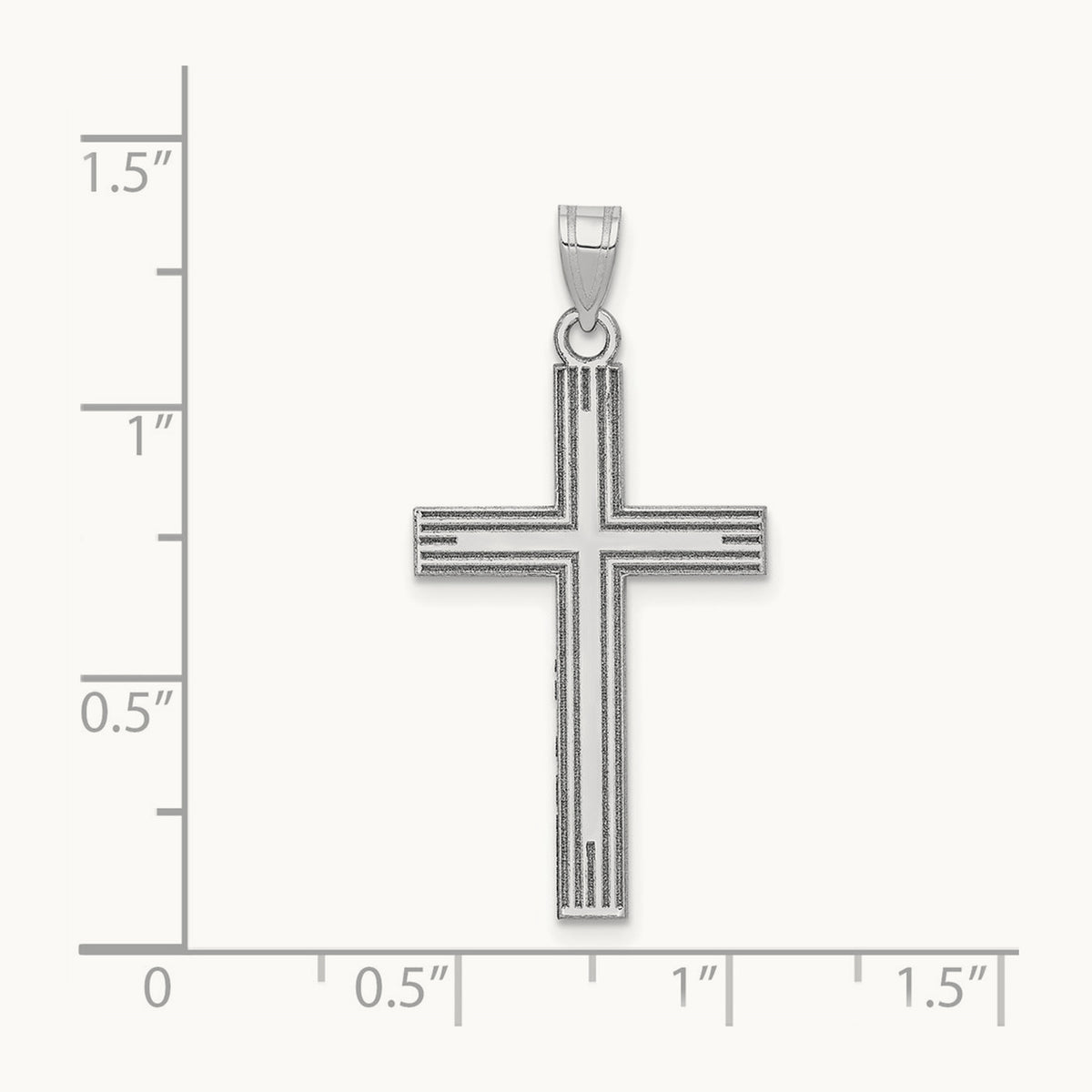 Solid Laser Etched Cross Pendant, 14K White Gold