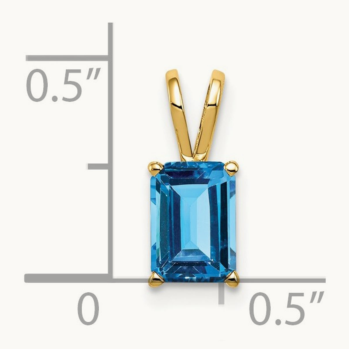 Emerald Cut Blue Topaz Pendant — 7x5mm