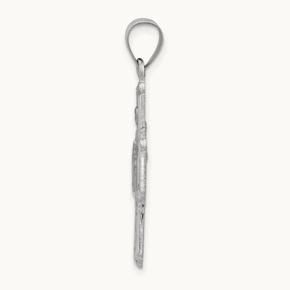 Four Way Medal Hollow Pendant, 14K White Gold