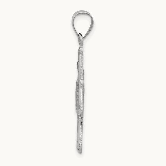 Four Way Medal Hollow Pendant, 14K White Gold