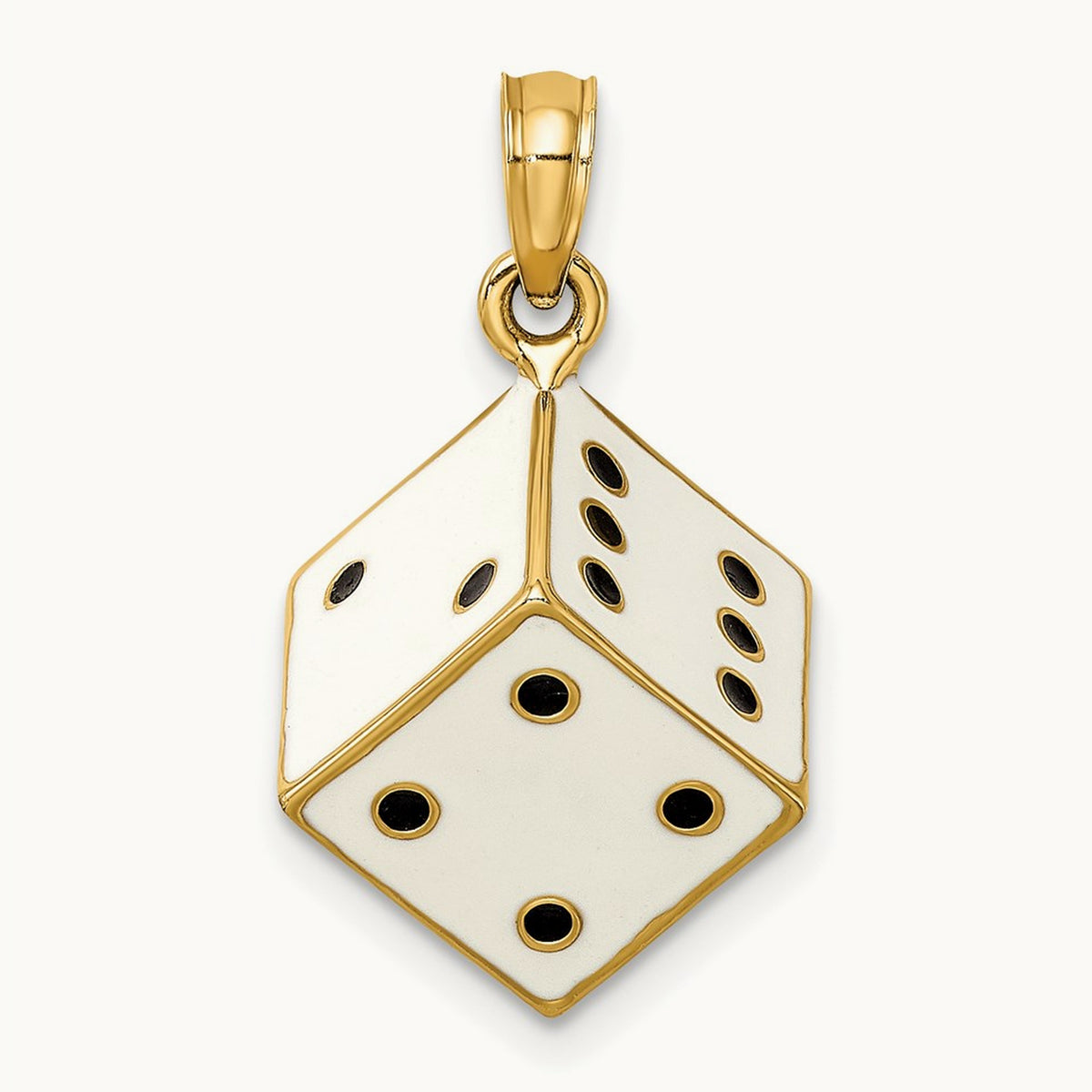 3-D Enamel Dice Charm, 14K
