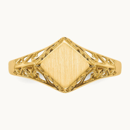 8.5x8. Open Back Signet Ring, 0mm, 14K