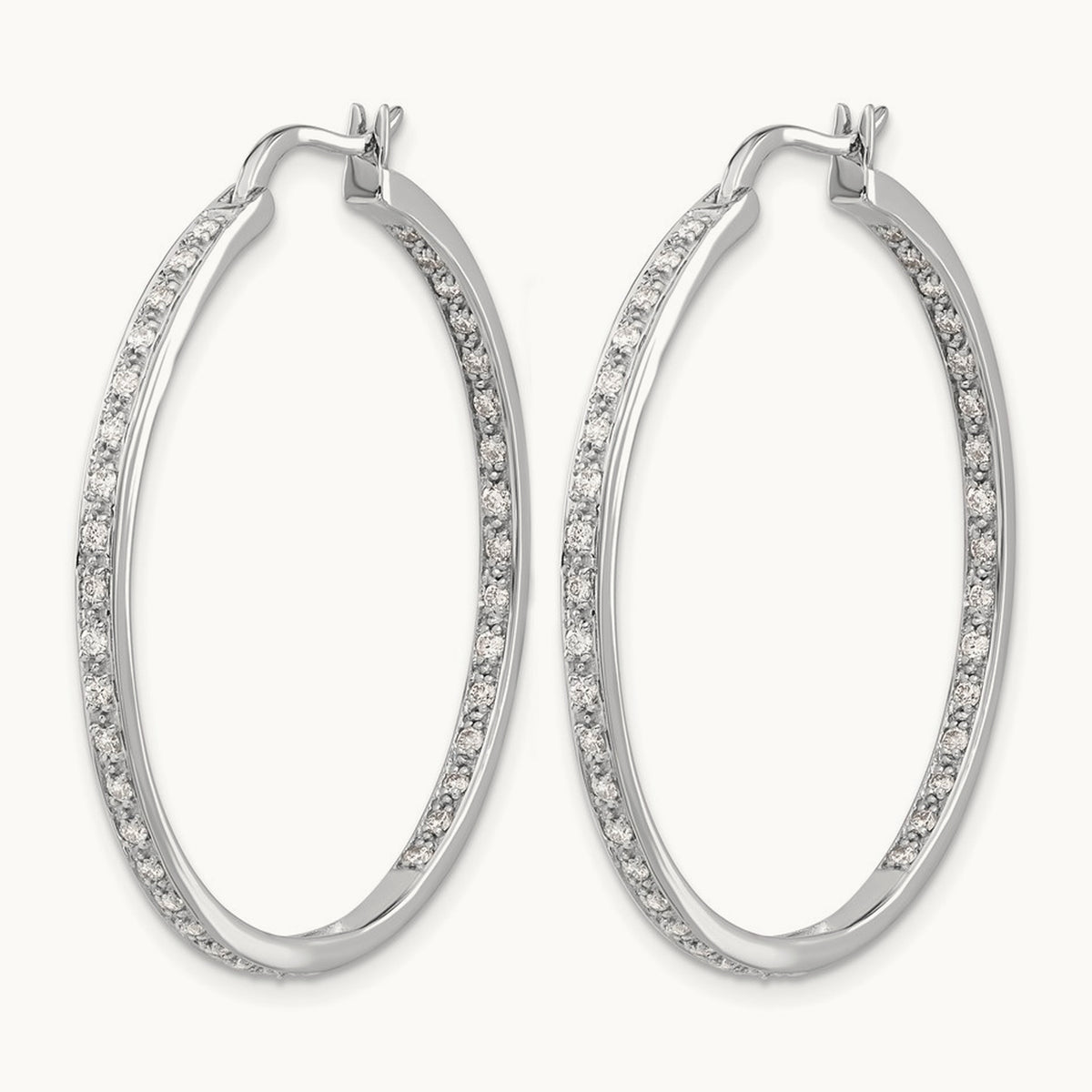 In/Out Hoop Earrings, 0.50-0.75 ct tw Lab-Grown Diamond — 5/8 ct, 14K White Gold