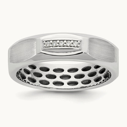 IB Goodman Mens Satin Complete 1/20ct Diamond Ring, 14K White Gold
