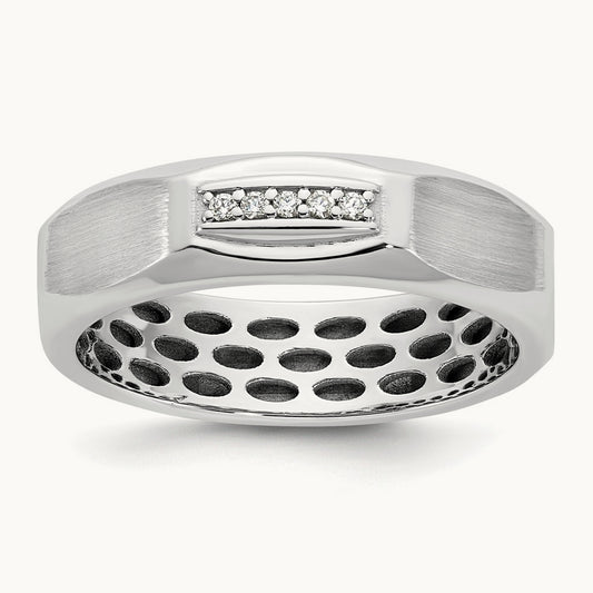 IB Goodman Mens Satin Complete 1/20ct Diamond Ring, 14K White Gold