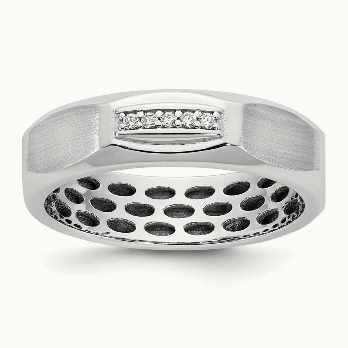 IB Goodman Mens Satin Complete 1/20ct Diamond Ring, 14K White Gold