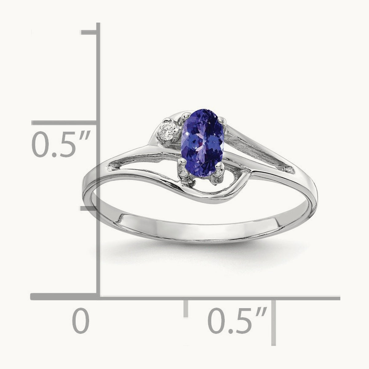 5x3mm Oval Tanzanite AA Diamond ring, 14K White Gold